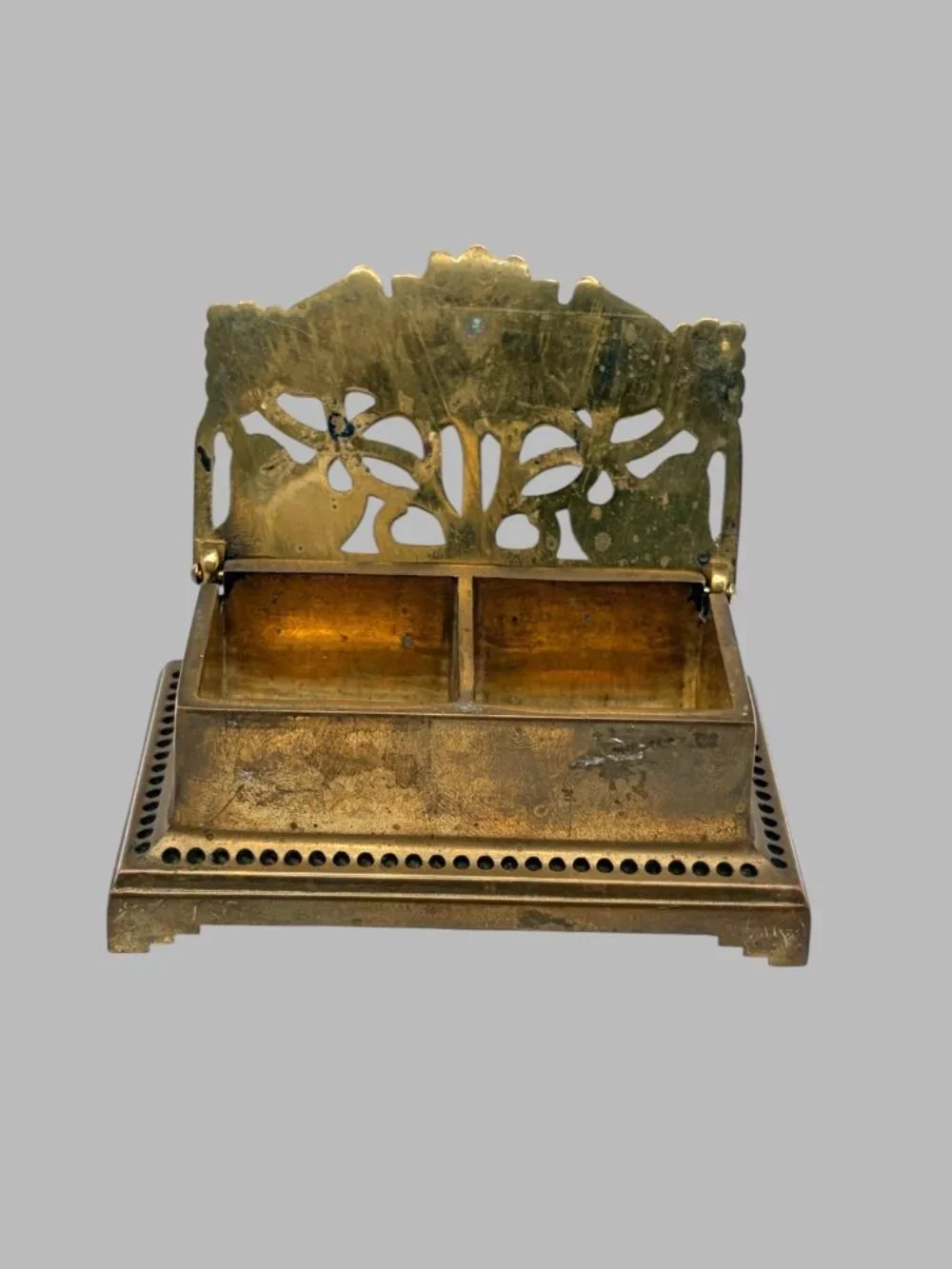 Vtg Crowning Touch Collection Brass Postage Stamp Holder Floral
